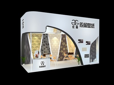 21平米展台设计制作：二面开口/现代/木质结构/白色，为建材展展商而作（免费使用）