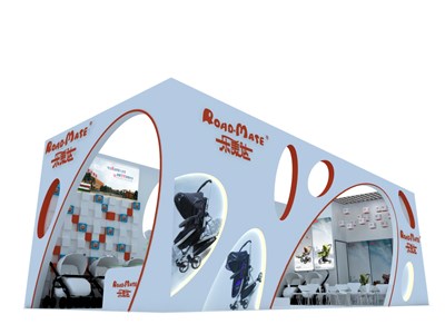 90平米展台设计制作：二面开口/现代/木质结构/白色，为婴幼展展商而作（免费使用）
