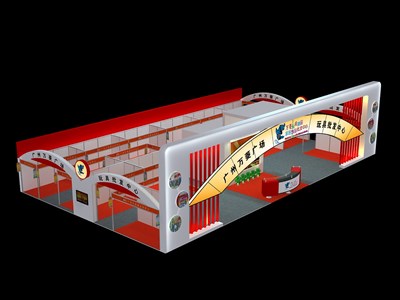 336平米展台设计制作：三面开口/现代/木质结构/红色，为综合展展商而作（免费使用）
