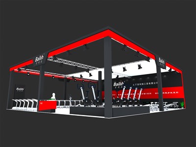 240平米展台设计制作：三面开口/现代/桁架结构/红色，为电子展展商而作（免费使用）